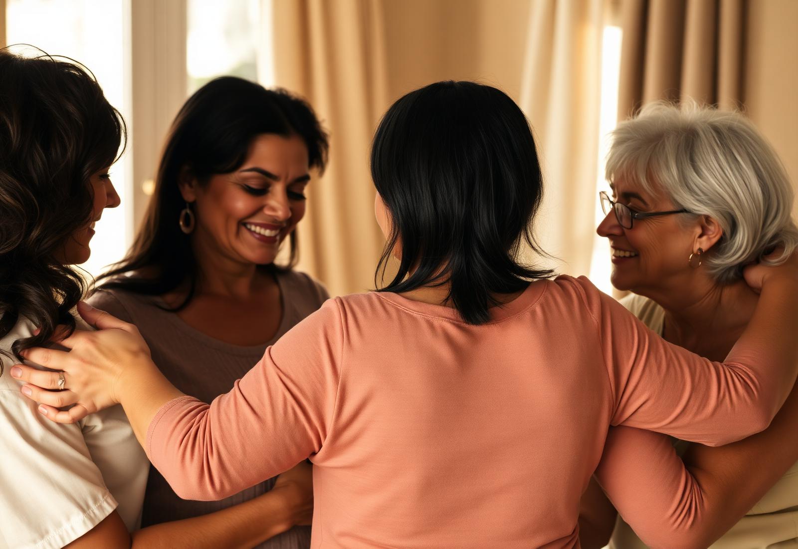 Mulheres se acolhendo em roda de apoio